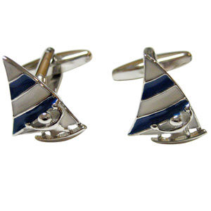 Blue and White Toned Wind Surfing Cufflinks